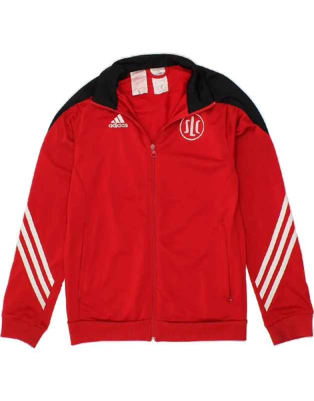 men's insulated jackets -ADIDAS Boys Graphic Tracksuit Top Jacket 11-12 Years Large Red Colourblock