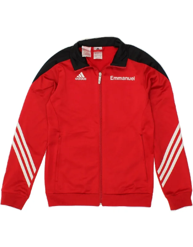 men's outdoor jackets -ADIDAS Boys Graphic Tracksuit Top Jacket 11-12 Years Large Red Polyester