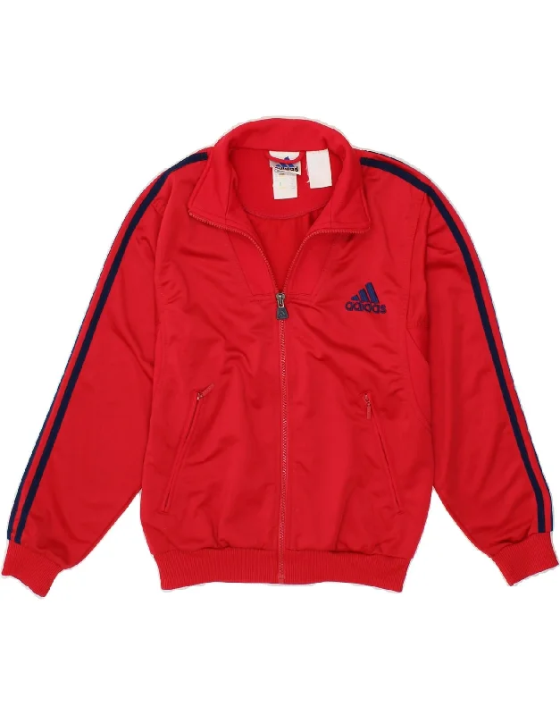 men's trench coats -ADIDAS Boys Graphic Tracksuit Top Jacket 11-12 Years Large Red Polyester