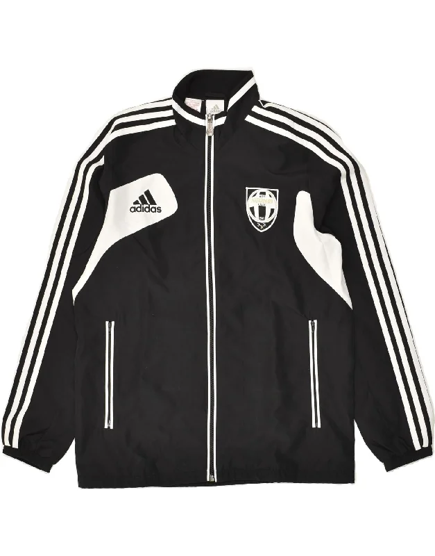 men's running jackets -ADIDAS Boys Graphic Tracksuit Top Jacket 13-14 Years Black Colourblock