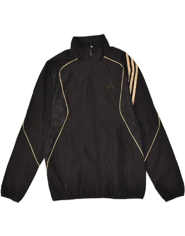 men's down jackets -ADIDAS Boys Graphic Tracksuit Top Jacket 13-14 Years Black Geometric