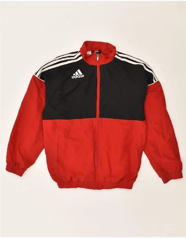 men's urban jackets -ADIDAS Boys Graphic Tracksuit Top Jacket 13-14 Years XL Red Colourblock