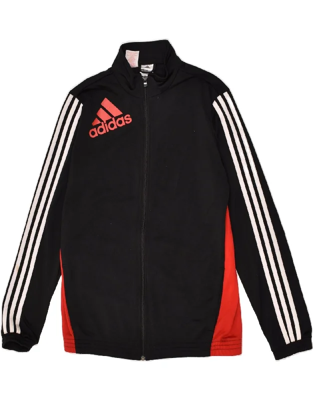 men's lightweight jackets -ADIDAS Boys Graphic Tracksuit Top Jacket 15-16 Years Black Colourblock