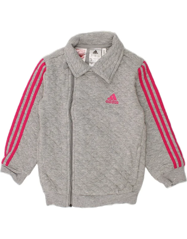 men's functional jackets -ADIDAS Boys Graphic Tracksuit Top Jacket 2-3 Years Grey Colourblock Cotton