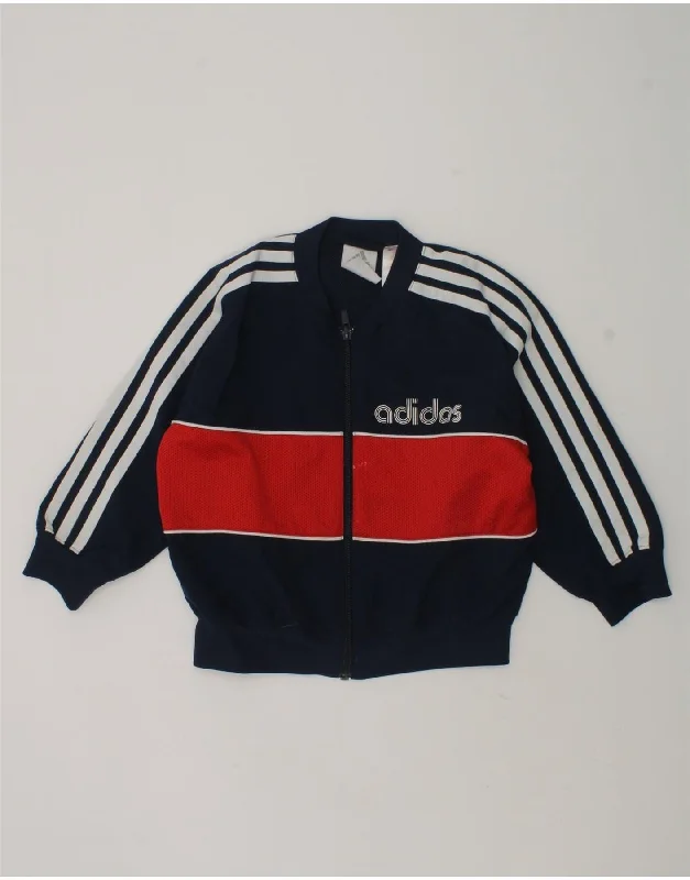 men's quilted jackets -ADIDAS Boys Graphic Tracksuit Top Jacket 2-3 Years Navy Blue Colourblock