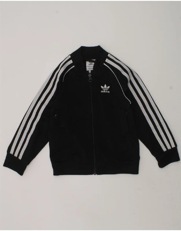 men's fleece winter jackets -ADIDAS Boys Graphic Tracksuit Top Jacket 3-4 Years Black Polyester