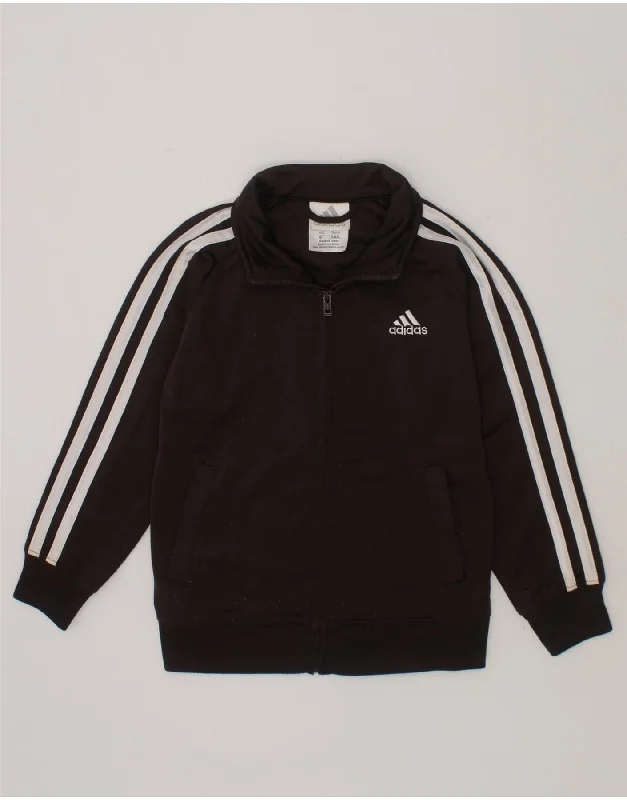 men's long sleeve jackets -ADIDAS Boys Graphic Tracksuit Top Jacket 3-4 Years Brown Polyester