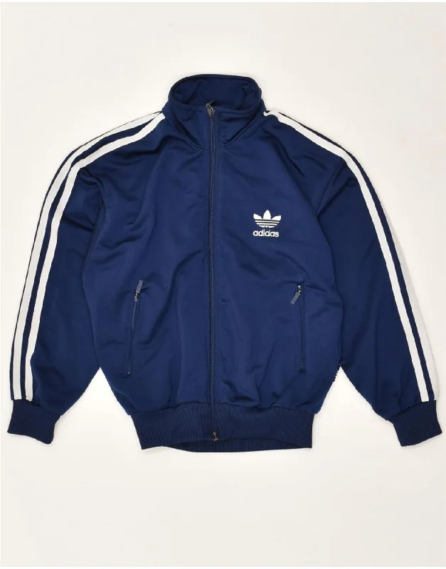 men's trendy jackets for winter -ADIDAS Boys Graphic Tracksuit Top Jacket 7-8 Years Navy Blue Polyester