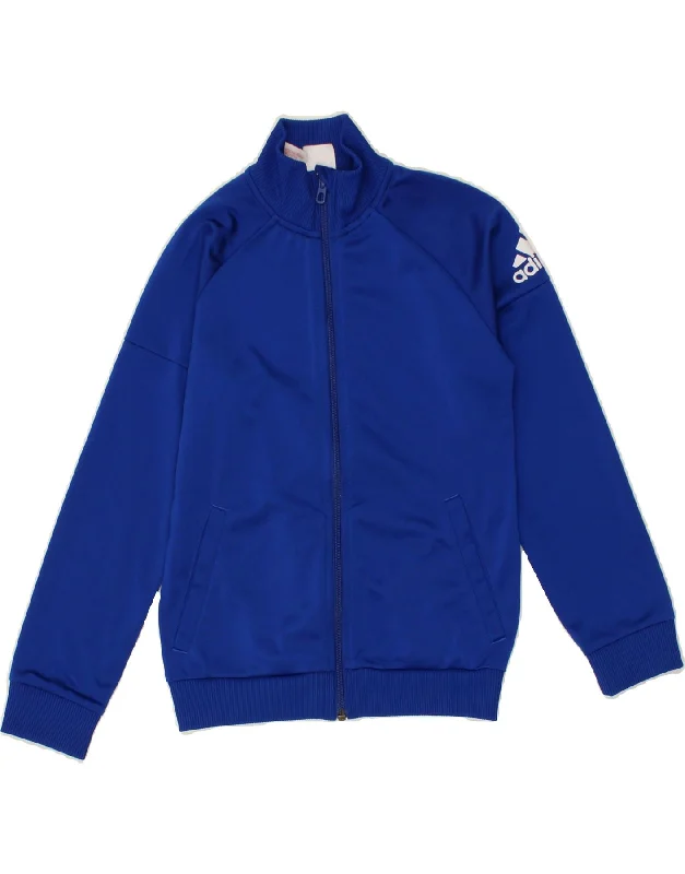 men's custom jackets -ADIDAS Boys Graphic Tracksuit Top Jacket 8-9 Years Navy Blue Polyester