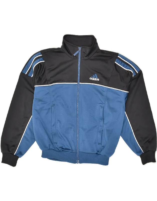 men's formal jackets -ADIDAS Boys Graphic Tracksuit Top Jacket 9-10 Years Blue Colourblock