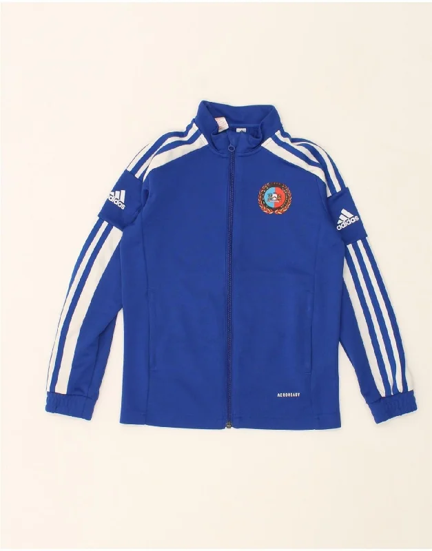 men's high-quality jackets -ADIDAS Boys Graphic Tracksuit Top Jacket 9-10 Years Blue Polyester