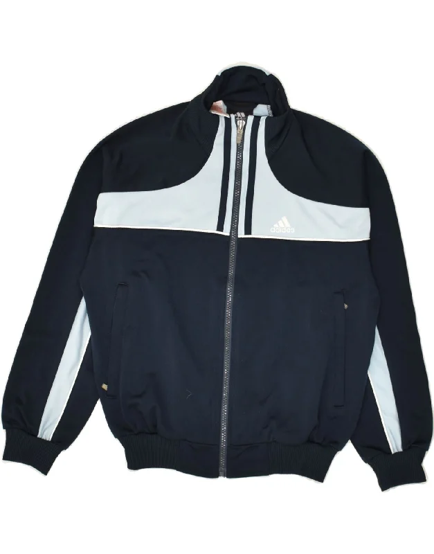 men's functional winter jackets -ADIDAS Boys Graphic Tracksuit Top Jacket 9-10 Years Medium Navy Blue