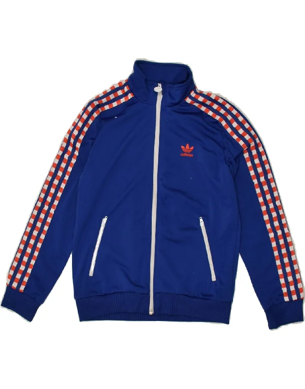 men's casual blazers -ADIDAS Boys Graphic Tracksuit Top Jacket 9-10 Years Navy Blue Polyester