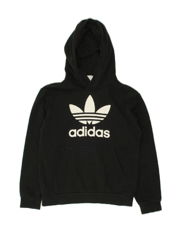 men's athletic fit hoodies -ADIDAS Boys Hoodie Jumper 10-11 Years Black Cotton