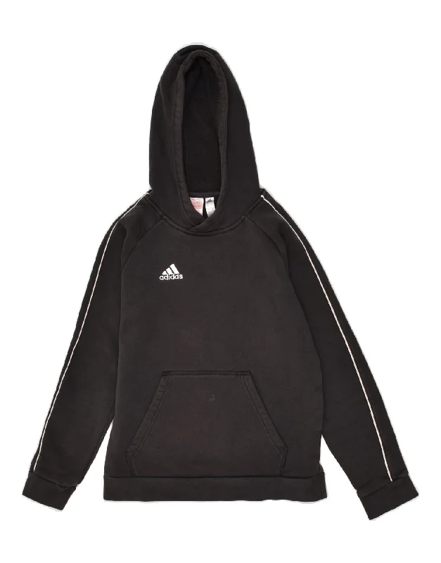 men's zip-up athletic sweatshirts -ADIDAS Boys Hoodie Jumper 11-12 Years Black Cotton