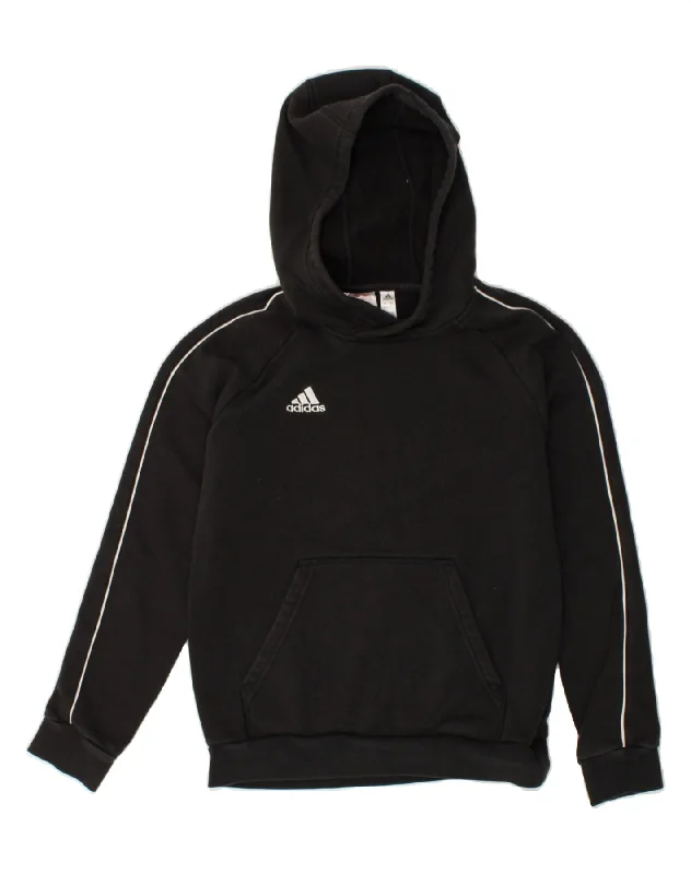 men's hoodie sweatshirt with graphics -ADIDAS Boys Hoodie Jumper 11-12 Years Black Cotton