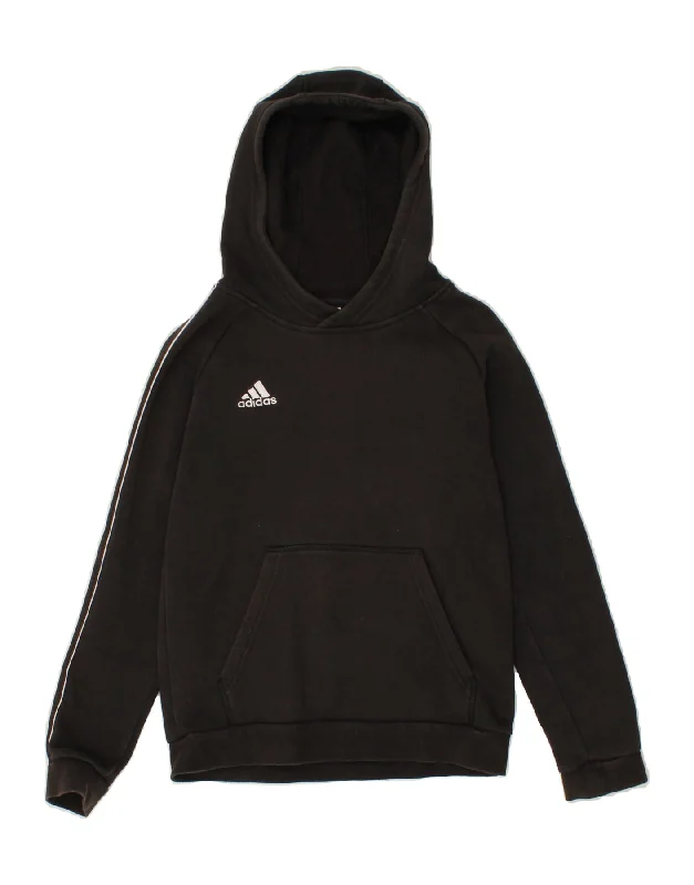 men's heavy fleece sweatshirts -ADIDAS Boys Hoodie Jumper 11-12 Years Black Cotton