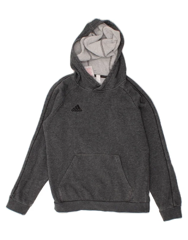 men's cotton blend hoodies -ADIDAS Boys Hoodie Jumper 11-12 Years Grey Cotton