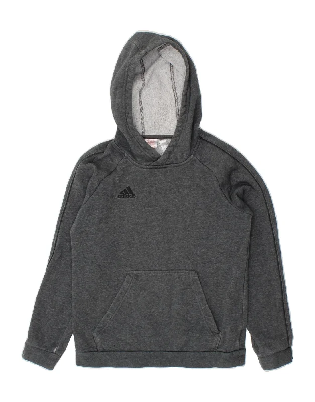 stylish men's sweatshirts -ADIDAS Boys Hoodie Jumper 11-12 Years Grey Cotton