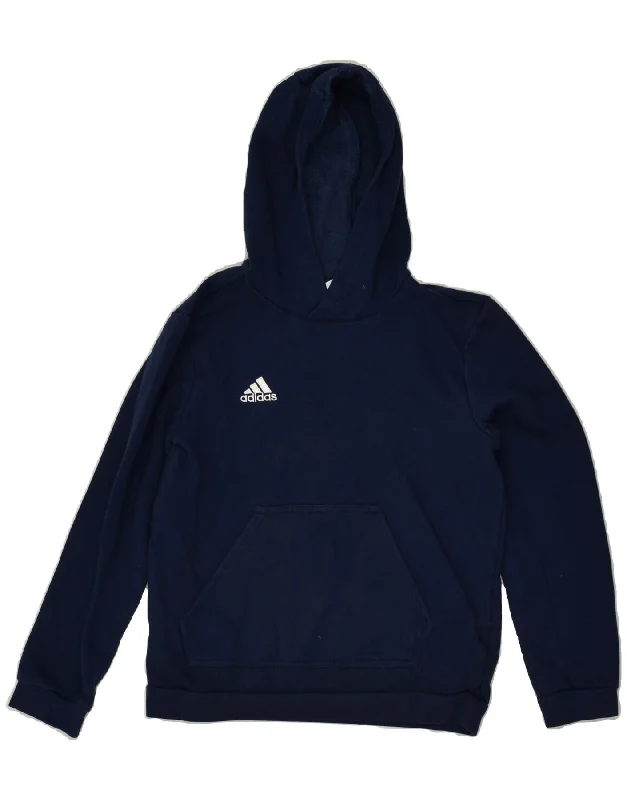 men's hoodies with logos -ADIDAS Boys Hoodie Jumper 11-12 Years Medium  Navy Blue Cotton