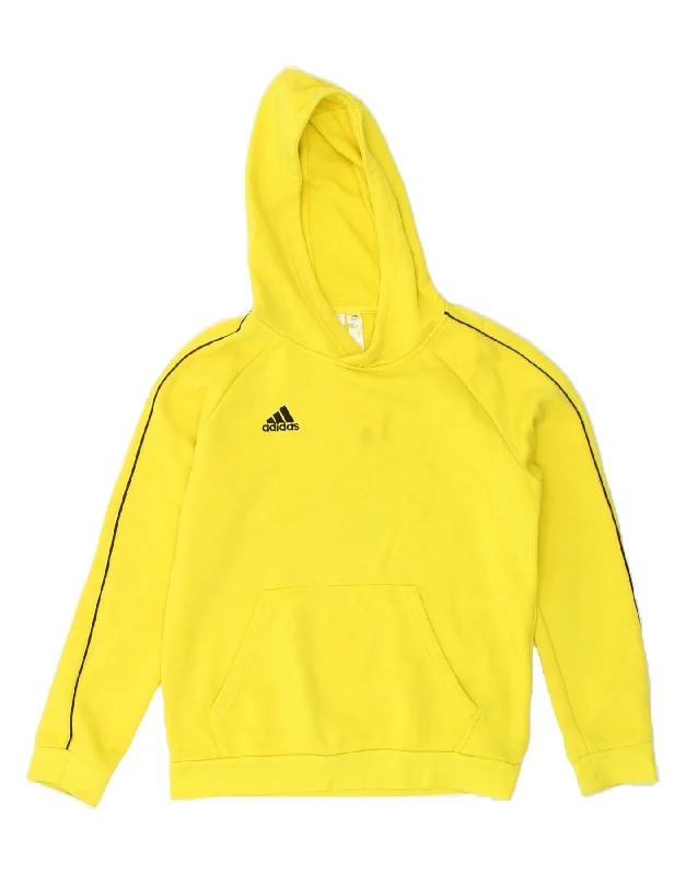 men's workout hoodies -ADIDAS Boys Hoodie Jumper 11-12 Years Yellow Cotton