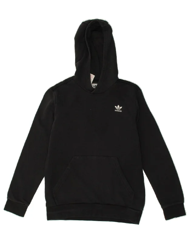 men's thick pullover hoodies -ADIDAS Boys Hoodie Jumper 13-14 Years Black Cotton