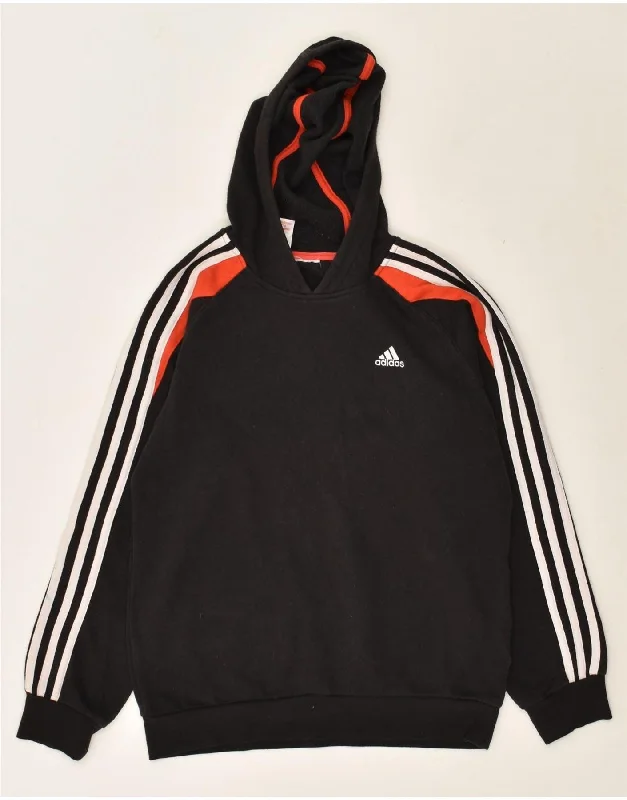 premium sweatshirts for men -ADIDAS Boys Hoodie Jumper 13-14 Years Black Cotton