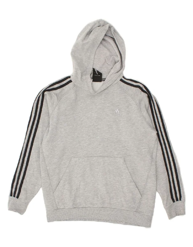 men's hoodie for weekend wear -ADIDAS Boys Hoodie Jumper 13-14 Years  Grey Cotton