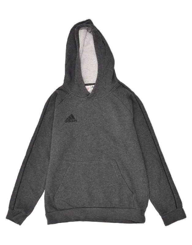 men's heavy fleece sweatshirts -ADIDAS Boys Hoodie Jumper 13-14 Years Grey Cotton