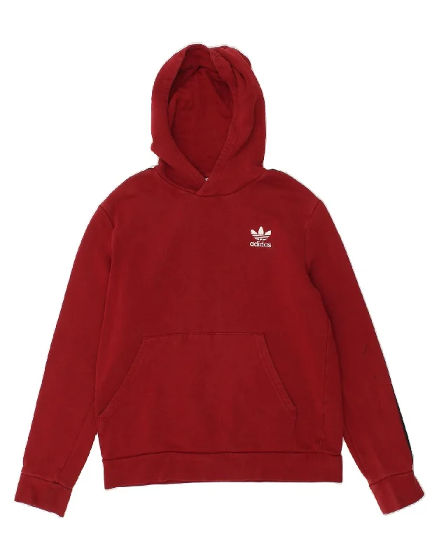 men's cotton blend hoodies -ADIDAS Boys Hoodie Jumper 13-14 Years Red Cotton