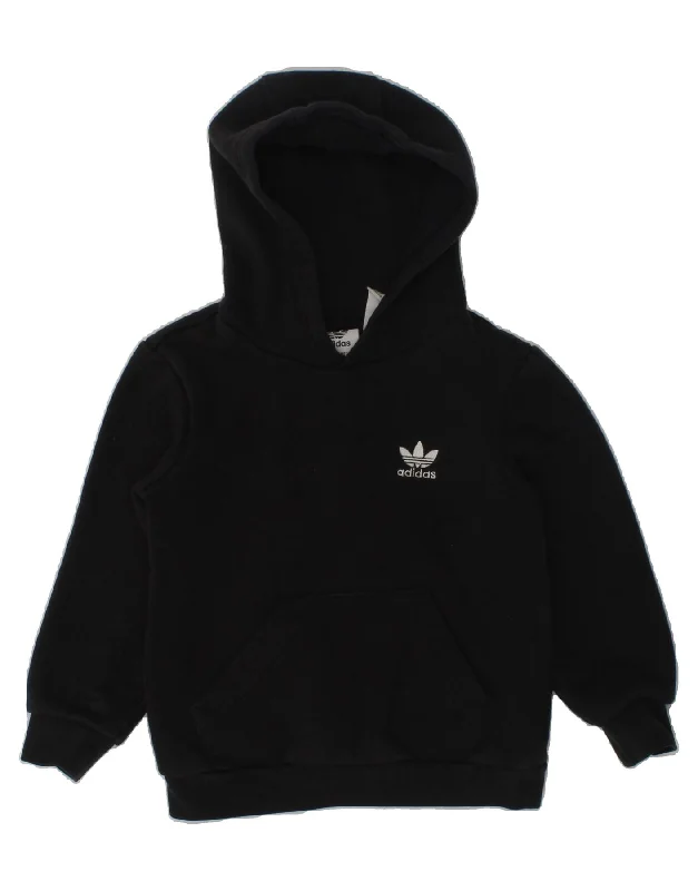 men's cool graphic sweatshirts -ADIDAS Boys Hoodie Jumper 2-3 Years Black Cotton