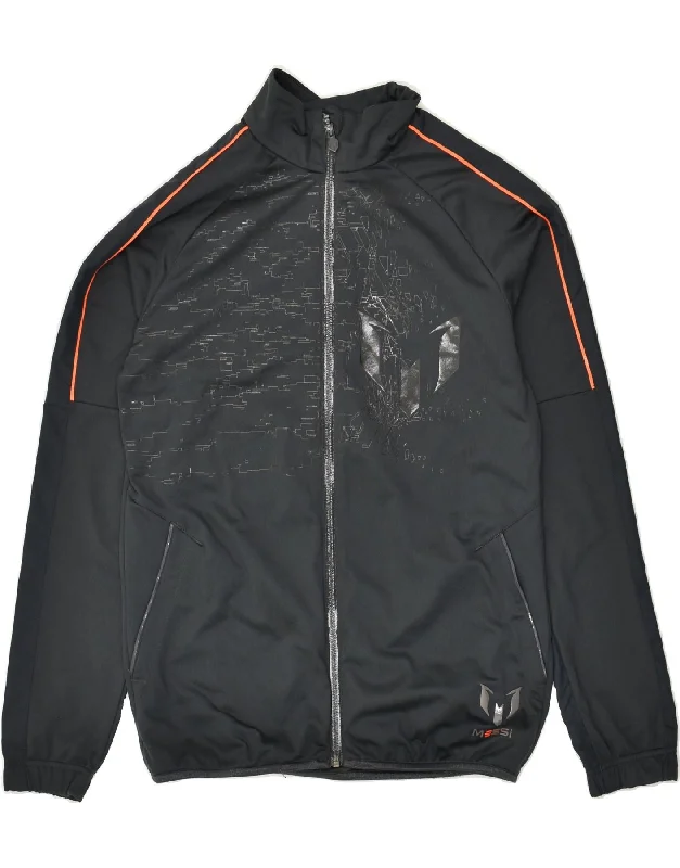 men's stylish leather jackets -ADIDAS Boys MESSI Graphic Tracksuit Top Jacket 15-16 Years Grey Geometric