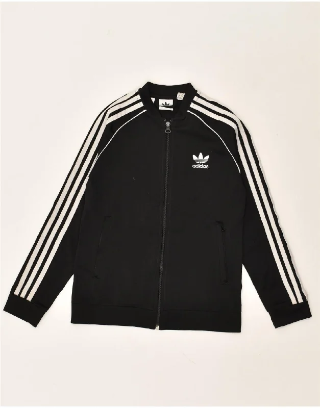 men's lightweight fashion jackets -ADIDAS Boys Tracksuit Top Jacket 10-11 Years Black Polyester