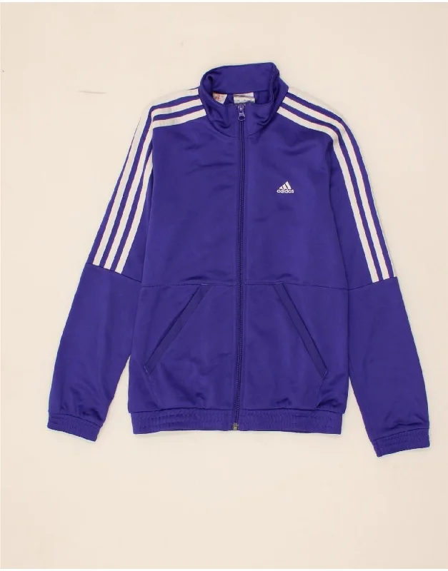 men's slim fit jackets -ADIDAS Boys Tracksuit Top Jacket 10-11 Years Purple Polyester