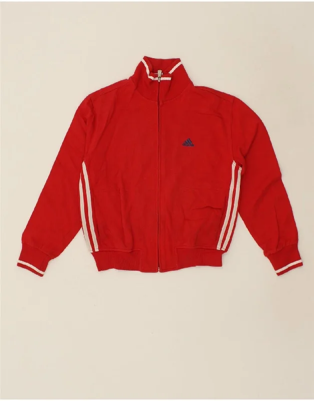 men's casual outerwear jackets -ADIDAS Boys Tracksuit Top Jacket 10-11 Years Red Cotton