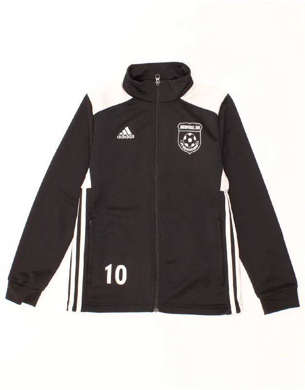 men's waterproof jackets -ADIDAS Boys Tracksuit Top Jacket 11-12 Years Black Colourblock Polyester