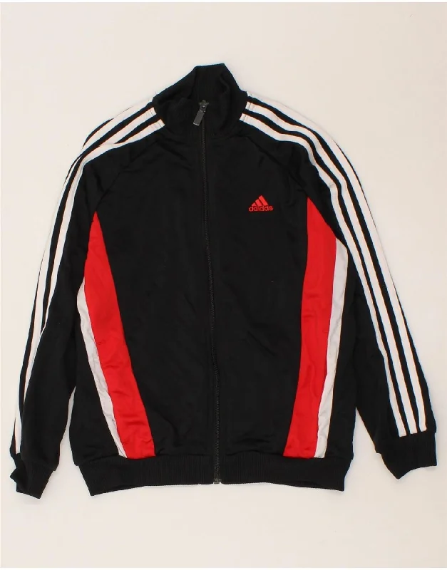 men's tailored wool jackets -ADIDAS Boys Tracksuit Top Jacket 11-12 Years Black Colourblock Polyester