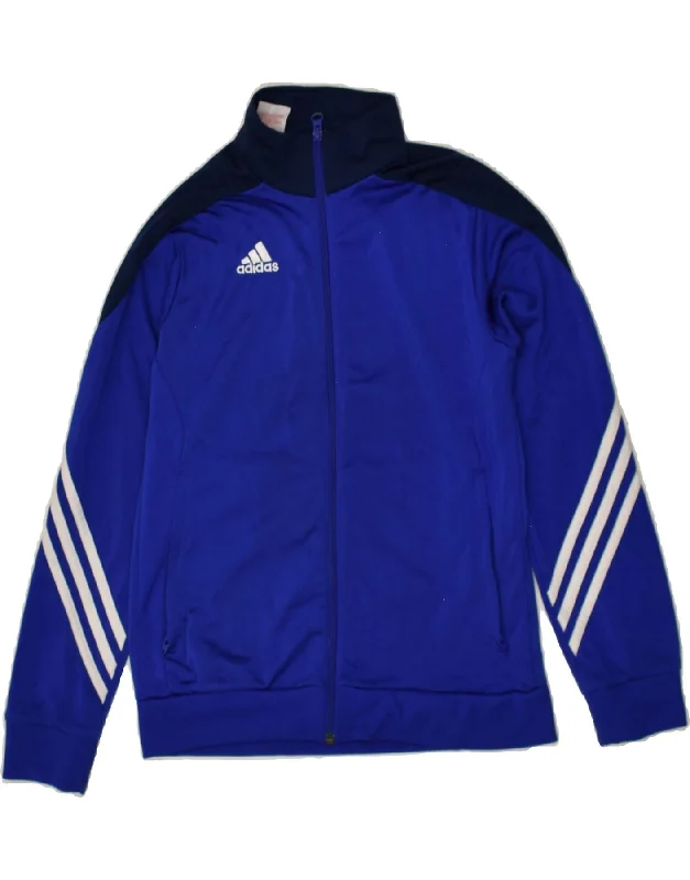 men's full zip jackets -ADIDAS Boys Tracksuit Top Jacket 11-12 Years Blue Colourblock Polyester