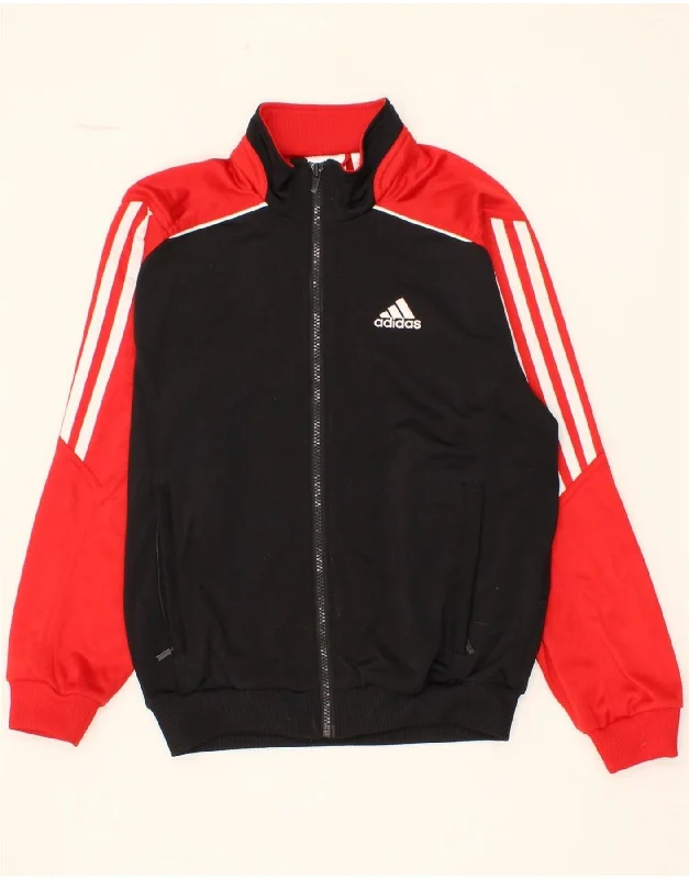 men's high-quality jackets -ADIDAS Boys Tracksuit Top Jacket 11-12 Years Large Black Colourblock