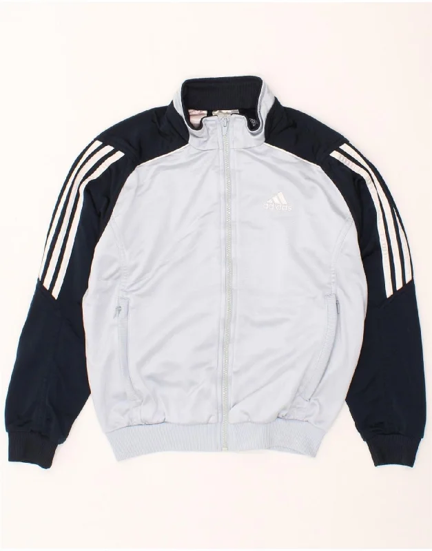 men's padded jackets -ADIDAS Boys Tracksuit Top Jacket 11-12 Years Large Blue Colourblock