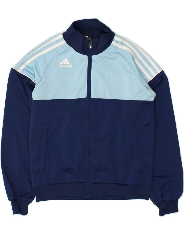 men's fleece winter jackets -ADIDAS Boys Tracksuit Top Jacket 11-12 Years Navy Blue Colourblock