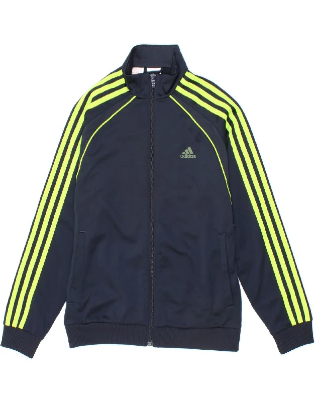 men's denim jackets -ADIDAS Boys Tracksuit Top Jacket 11-12 Years Navy Blue Polyester