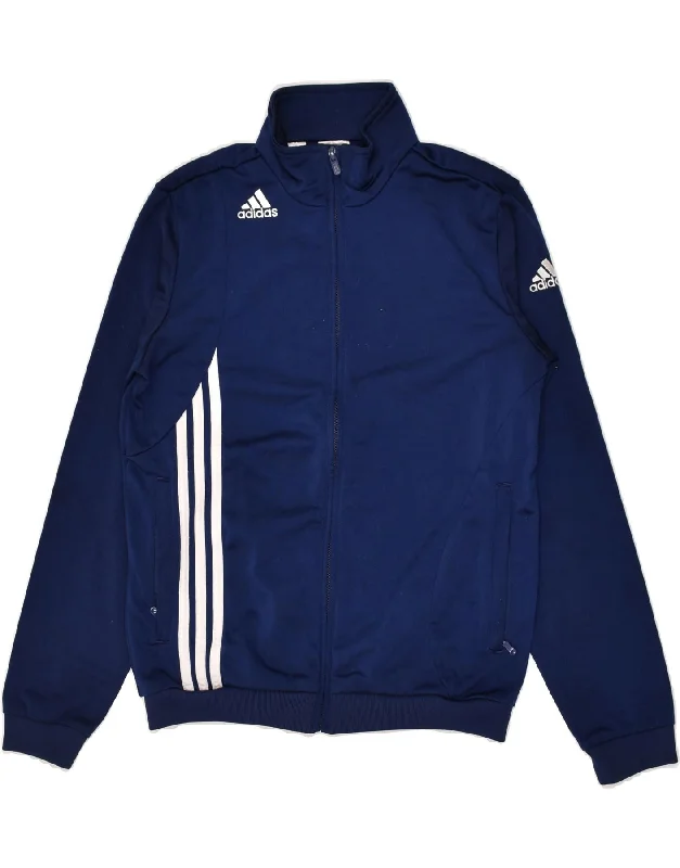 men's chic winter jackets -ADIDAS Boys Tracksuit Top Jacket 11-12 Years Navy Blue Polyester