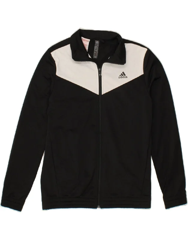 men's softshell outdoor jackets -ADIDAS Boys Tracksuit Top Jacket 12-13 Years Black Colourblock Polyester