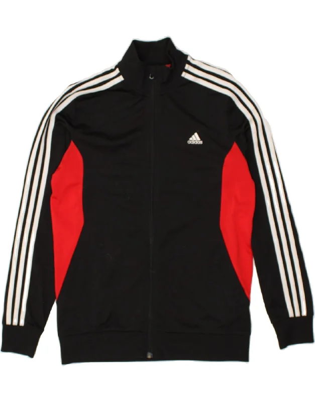 men's winter jackets -ADIDAS Boys Tracksuit Top Jacket 13-14 Years Black Colourblock Polyester