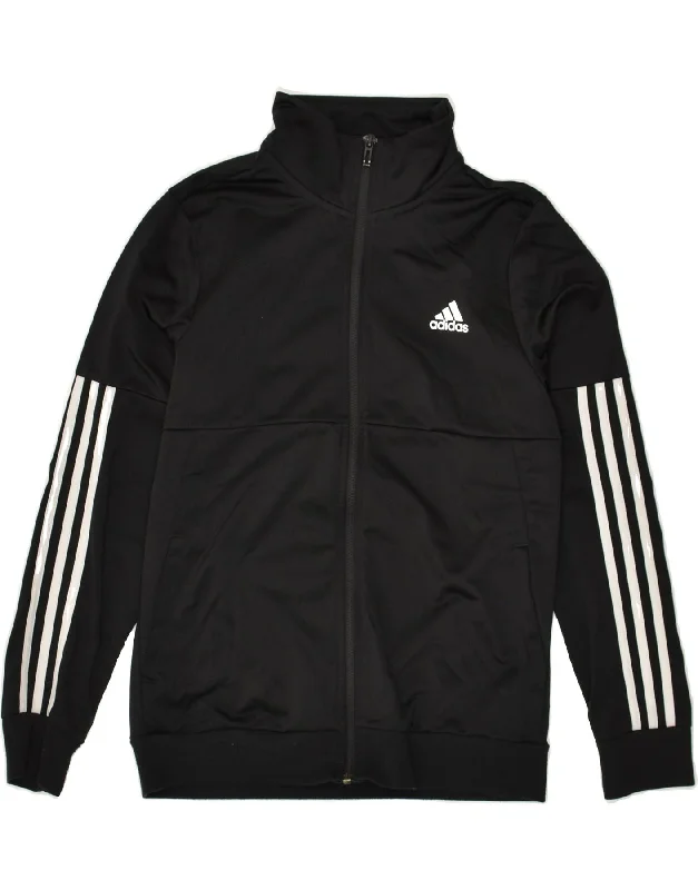 men's packable jackets -ADIDAS Boys Tracksuit Top Jacket 13-14 Years Black Polyester