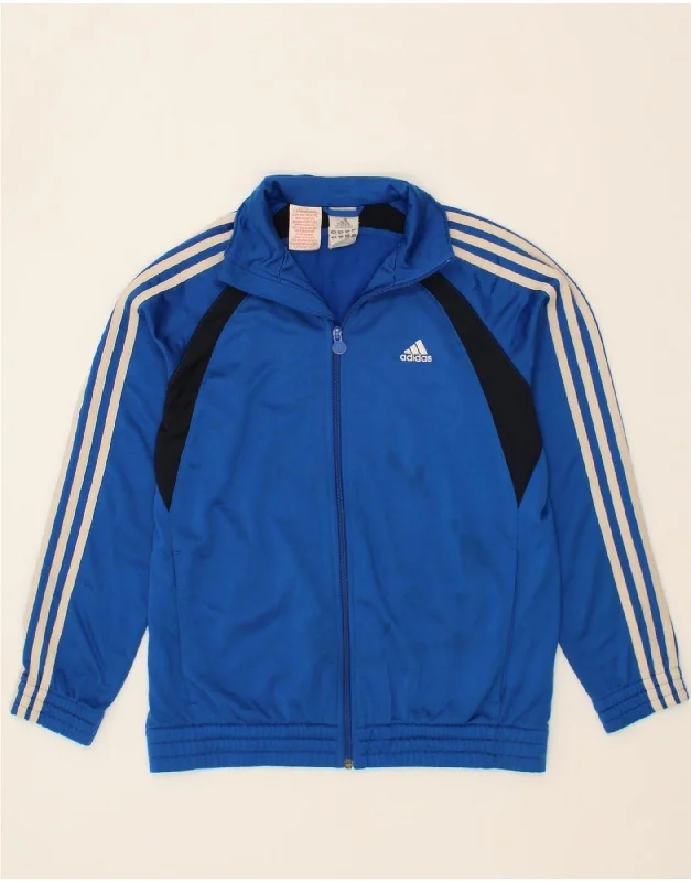 men's outdoor waterproof jackets -ADIDAS Boys Tracksuit Top Jacket 13-14 Years Blue Colourblock Polyester