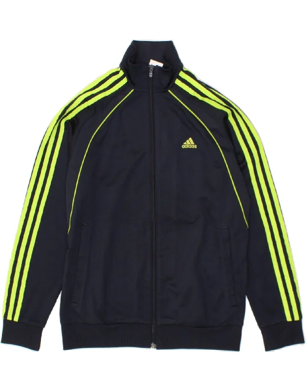 men's high-quality jackets -ADIDAS Boys Tracksuit Top Jacket 13-14 Years Navy Blue Polyester