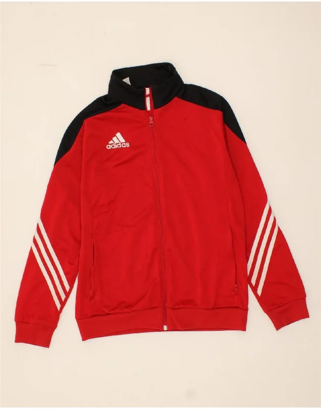 men's softshell jackets -ADIDAS Boys Tracksuit Top Jacket 13-14 Years XL Red Colourblock Polyester