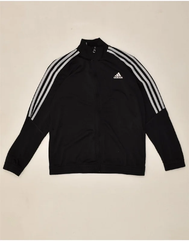 men's slim fit leather jackets -ADIDAS Boys Tracksuit Top Jacket 15-16 Years Black Polyester